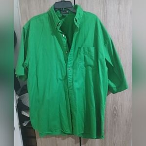 Vibrant Green Casual Button Down Shirt